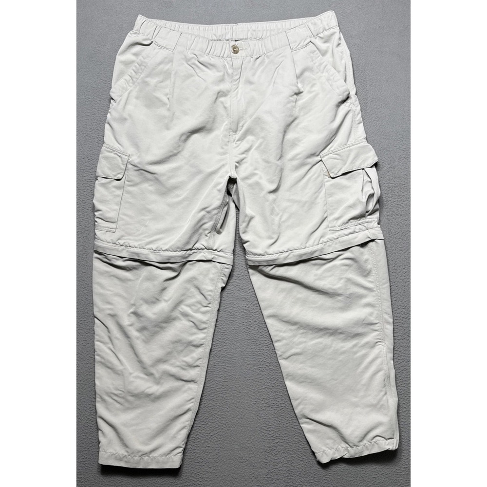 Simms Convertible Zip Off Pants Mens XL (36x27) Beige Nylon Cargo Fishing Hiking
